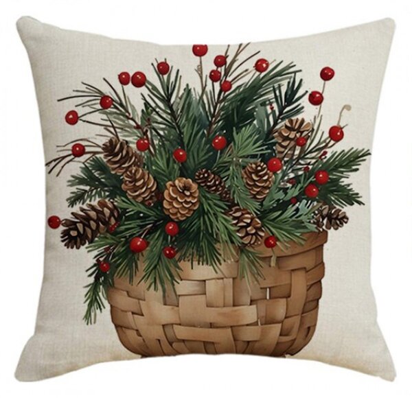 Božićna ukrasna jastučnica FOREST GIFT 45x45 cm, bež boja
