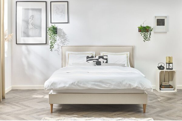 Bež bračni krevet Bobochic Paris Sary Light, 180 x 200 cm