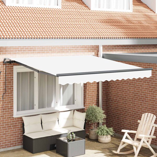 Skrovita tenda Bijelo 300 x 250 cm Poliester i čelik - Bijela / 300 x 250 cm