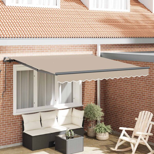 Skrovita tenda Bež 300 x 250 cm Poliester i čelik - Bež / 300 x 250 cm