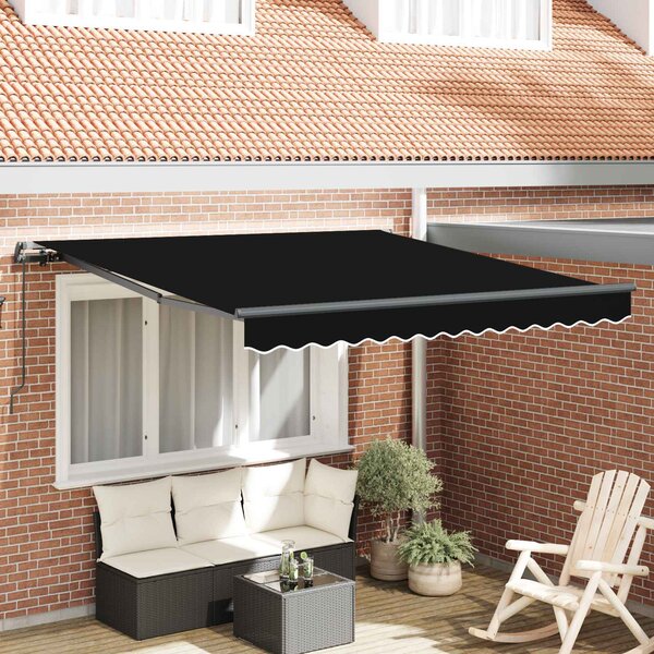 Skrovita tenda Crna 300 x 250 cm Poliester i čelik - Crna / 300 x 250 cm