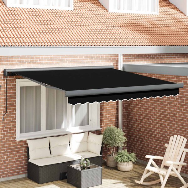 Skrovita tenda Crna 300 x 250 cm Tkanina i Metal - Crna / 300 x 250 cm