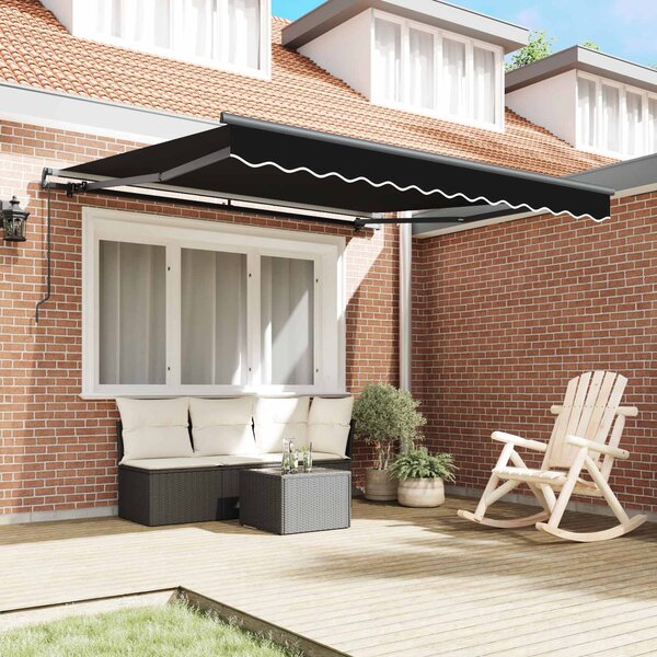 Skrovita tenda Crna 300 x 250 cm Poliester i čelik - Crna / 300 x 250 cm