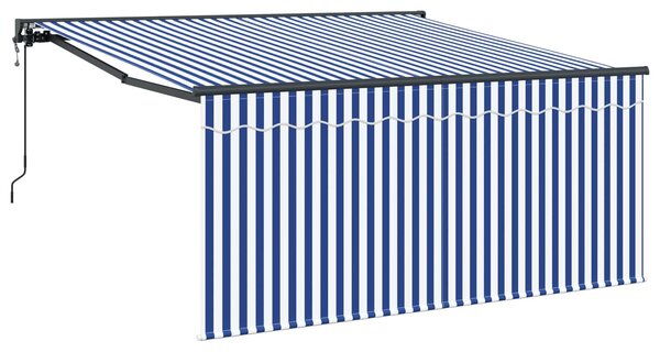 Skrovita tenda Plava i bijela 300 x 250 cm Poliester i aluminij - Plava / 300 x 250 cm