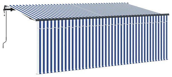 Skrovita tenda Plava i bijela 350 x 200 cm Poliester i aluminij - Plava / 350 x 200 cm