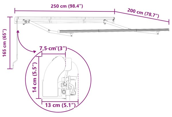 Skrovita tenda Plava 250 x 200 cm tkanina - Plava / 250 x 200 cm