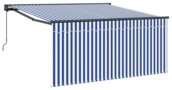 Skrovita tenda Plava i bijela 350 x 250 cm Poliester i aluminij - Plava / 350 x 250 cm