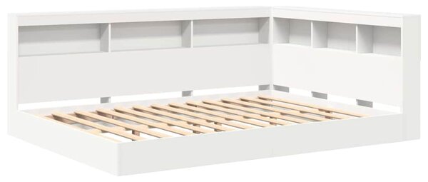 Krevet s policama Bijelo 150 x 200 cm Konstruirano drvo - Bijela / 150 x 200 cm