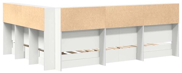 Krevet s policama Bijelo 150 x 200 cm Konstruirano drvo - Bijela / 150 x 200 cm