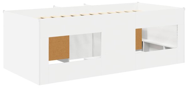 Loft krevet s ormarom s policom 3 pcs Bijela Konstruirano drvo - Bijela / 75 x 190 cm
