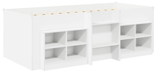 Loft krevet s ormarom s policom 3 pcs Bijela Konstruirano drvo - Bijela / 75 x 190 cm