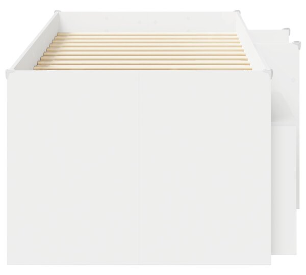 Loft krevet s ormarom s policom 3 pcs Bijela Konstruirano drvo - Bijela / 75 x 190 cm