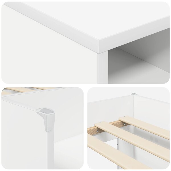 Loft krevet s ormarom s policom 3 pcs Bijela Konstruirano drvo - Bijela / 75 x 190 cm