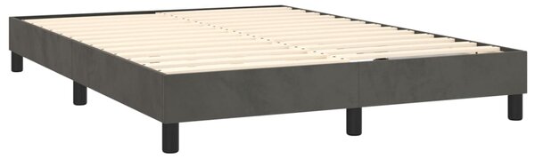 Krevet s oprugama i madracem tamnosivi 140x190 cm baršunasti - Siva / 140 x 190 cm