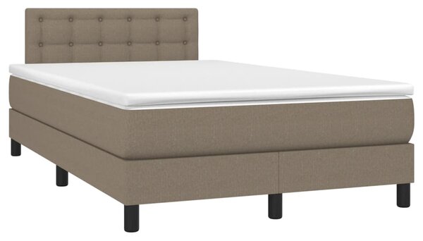 Krevet box spring s madracem LED smeđesivi 120 x 200 cm tkanina - Tupe / 120 x 200 cm