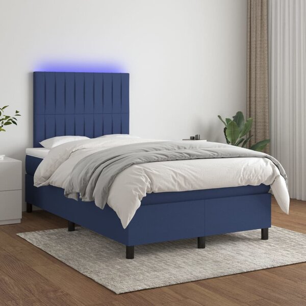 Krevet box spring s madracem LED plavi 120 x 200 cm od tkanine - Plava / 120 x 200 cm