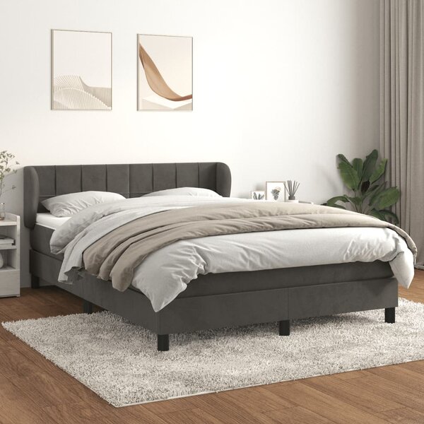 Krevet s oprugama i madracem tamnosivi 140x190 cm baršunasti - Siva / 140 x 190 cm