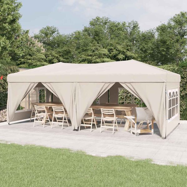 Sklopivi šator za zabave s bočnim zidovima 3 x 6 m krem - Krema / 3 x 6 m
