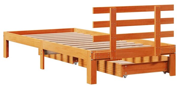 Okvir kreveta s ladicama bez madraca vosak smeđi 100x200 cm - Smeđa / 100 x 200 cm