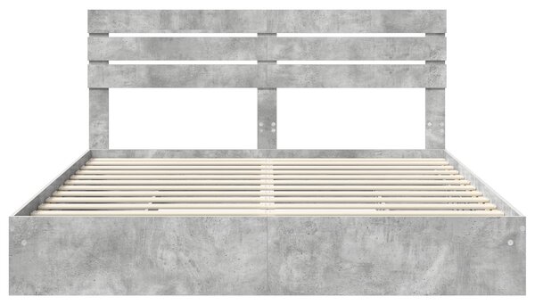 Krevet s od storage s uzglavljem Betonski sivi 180 x 200 cm - Siva / 180 x 200 cm