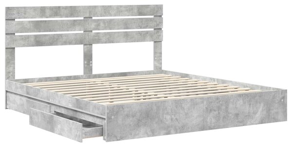 Krevet s od storage s uzglavljem Betonski sivi 180 x 200 cm - Siva / 180 x 200 cm