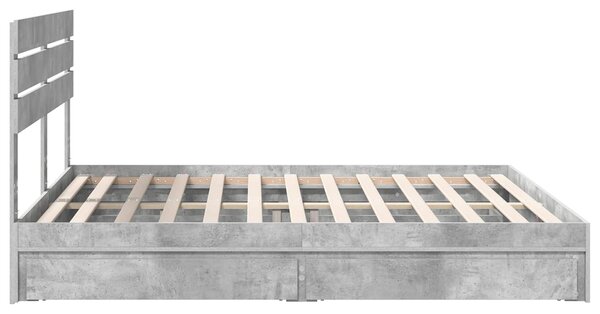 Krevet s od storage s uzglavljem Betonski sivi 180 x 200 cm - Siva / 180 x 200 cm