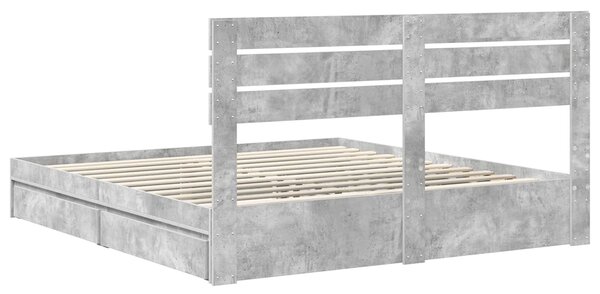 Krevet s od storage s uzglavljem Betonski sivi 180 x 200 cm - Siva / 180 x 200 cm