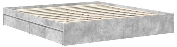 Krevet s od storage s uzglavljem Betonski sivi 180 x 200 cm - Siva / 180 x 200 cm