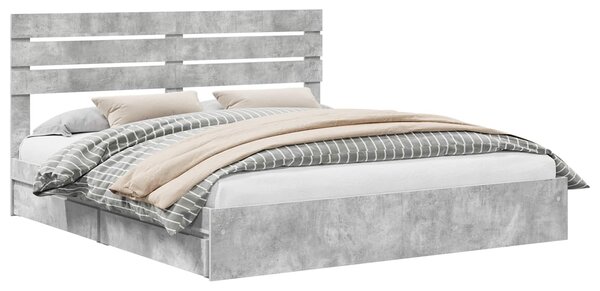 Krevet s od storage s uzglavljem Betonski sivi 180 x 200 cm - Siva / 180 x 200 cm
