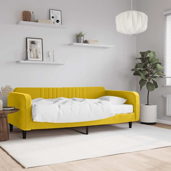 Dnevni krevet s madracem žuti 100 x 200 cm baršunasti - Žuta / 100 x 200 cm