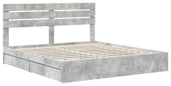 Krevet s od storage s uzglavljem Betonski sivi 180 x 200 cm - Siva / 180 x 200 cm