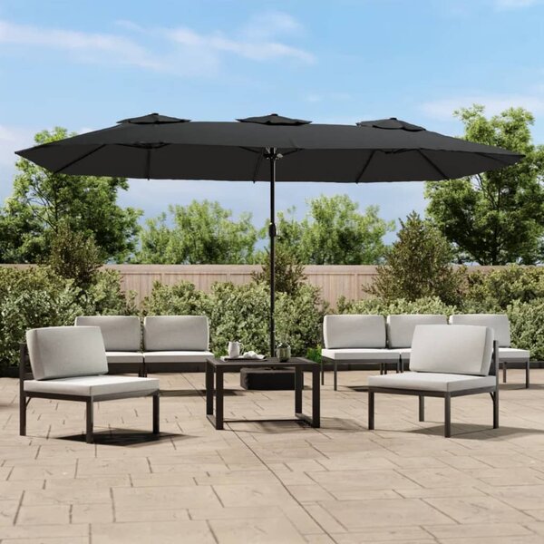Dvostruki vrtni suncobran s LED svjetlima antracit 449 x 265 cm - Antracitno siva / N/A