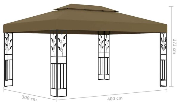 Sjenica s duplim krovom i LED svjetlima 3 x 4 m smeđe-siva - Tupe / N/A