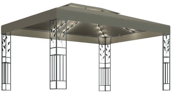 Sjenica s duplim krovom i LED svjetlima 3 x 4 m smeđe-siva - Tupe / N/A