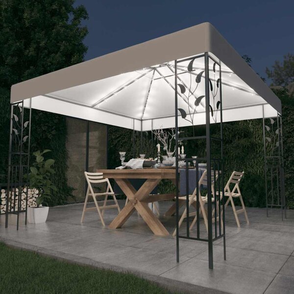 Sjenica s LED svjetlosnim trakama 3 x 3 m bijela - Bijela / N/A