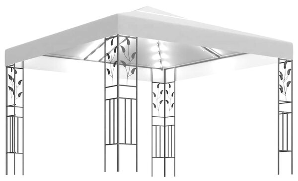Sjenica s LED svjetlosnim trakama 3 x 3 m bijela - Bijela / N/A