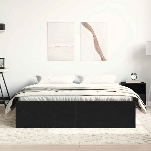 Okvir kreveta bez madraca crni hrast 150x200 cm izrađeno drvo - Crna / 150 x 200 cm