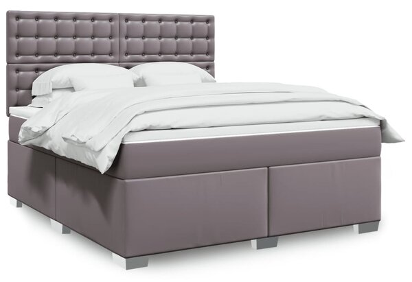 Krevet s oprugama i madracem sivi 180 x 200 cm od umjetne kože - Siva / 180 x 200 cm