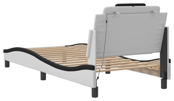 Okvir kreveta Viana s LED-om bez madraca bijelo-crni 90x190 cm - Bijela / 90 x 190 cm