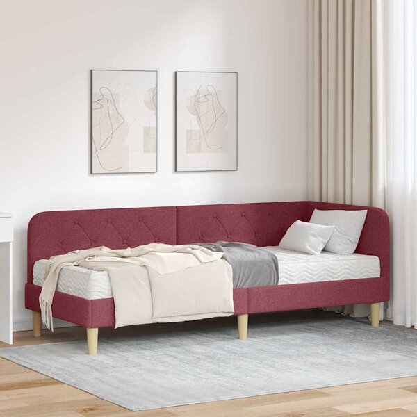 Kutni okvir kreveta Vinska crvena 80 x 200 cm tkanina - Crvena / 80 x 200 cm