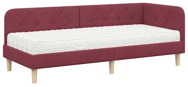 Kutni okvir kreveta Vinska crvena 80 x 200 cm tkanina - Crvena / 80 x 200 cm