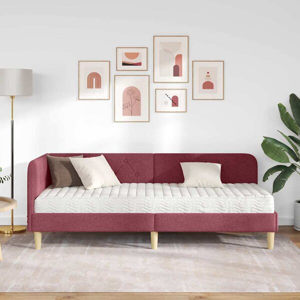 Kutni okvir kreveta Vinska crvena 80 x 200 cm tkanina - Crvena / 80 x 200 cm
