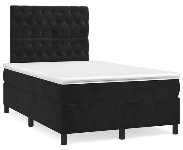 Krevet box spring s madracem crni 120 x 190 cm baršunasti - Crna / 120 x 190 cm