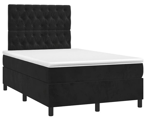 Krevet box spring s madracem crni 120 x 190 cm baršunasti - Crna / 120 x 190 cm