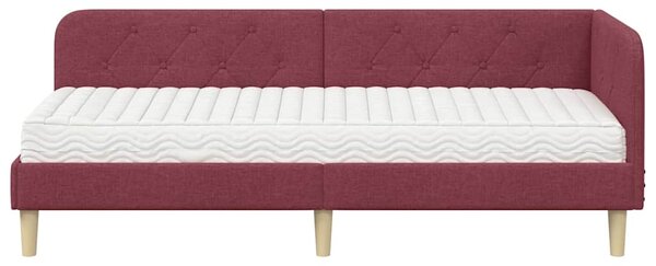 Kutni okvir kreveta Vinska crvena 80 x 200 cm tkanina - Crvena / 80 x 200 cm