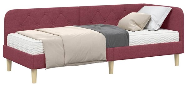 Kutni okvir kreveta Vinska crvena 80 x 200 cm tkanina - Crvena / 80 x 200 cm