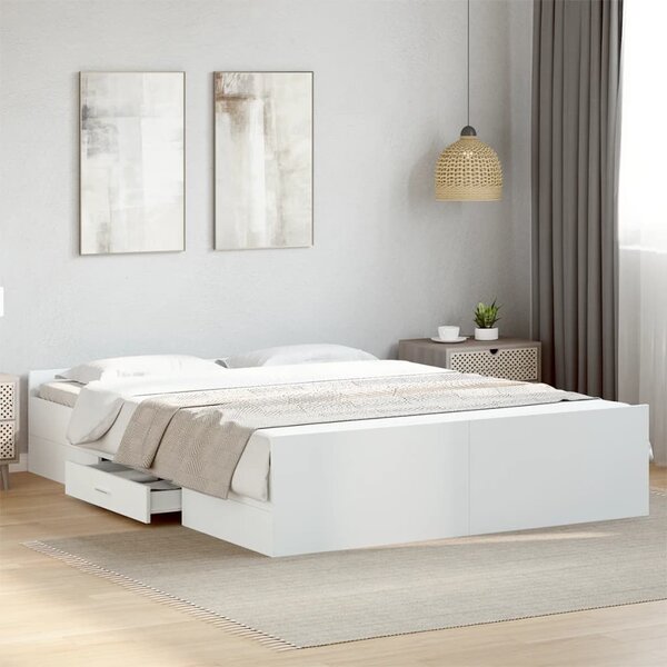 Okvir kreveta s ladicama bez madraca bijeli 150x200 cm - Bijela / 150 x 200 cm