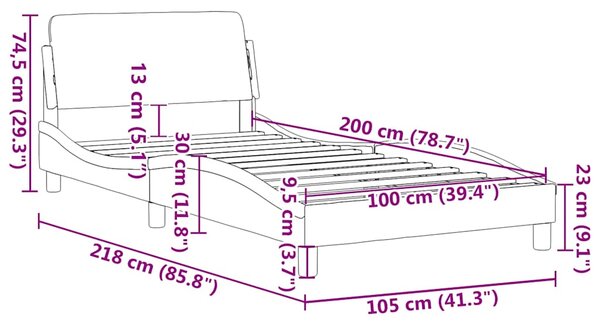 Okvir kreveta s uzglavljem Dover plavi 100x200 cm tkanine - Plava / 100 x 200 cm