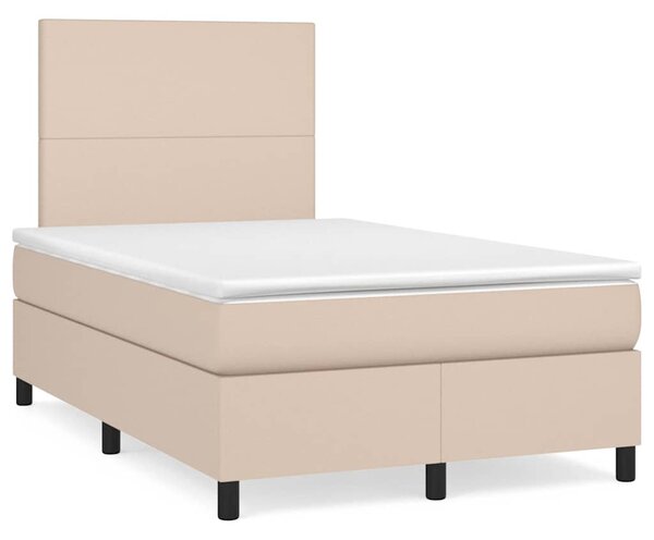 Krevet s oprugama i madracem LED 120x190 cm umjetna koža - Boja cappuccina / 120 x 190 cm