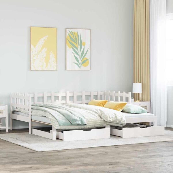 Dnevni krevet na razvlačenje s ladicama bez madraca 90x200 cm - Bijela / 90 x 200 cm